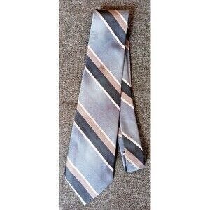 Tie 70s 80s 90s Y2K Mens Ketch Gray Silver Blue Stripe 3.5 Wide 56 Long